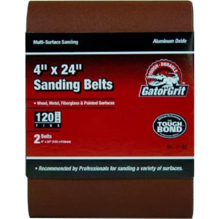 Gator Finishing 3185 4 x 24 in 120 Grit Aluminum Oxide Sanding Belt 2PK 197305